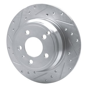 Volvo 850 Brake Rotor (1) - Rear Left - R1 Concepts - Drilled & Slotted - Silver - `96-`04